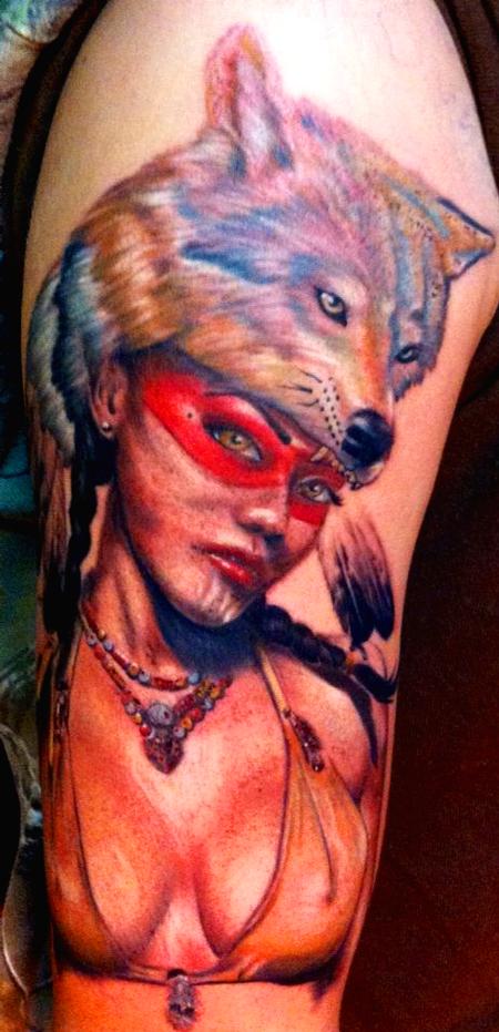 Tattoos - native woman warrior  - 114342